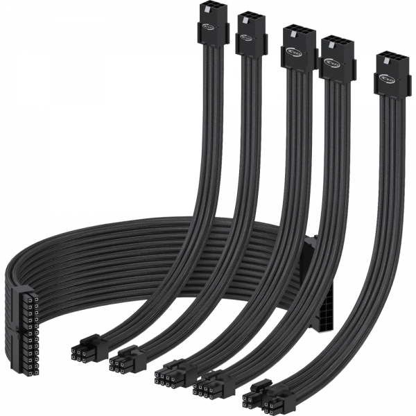 강원전자 넷메이트 PSU 연장 16AWG 슬리빙 케이블 0.3m (블랙 6종) [EZDIY-FAB] NM-DPR008