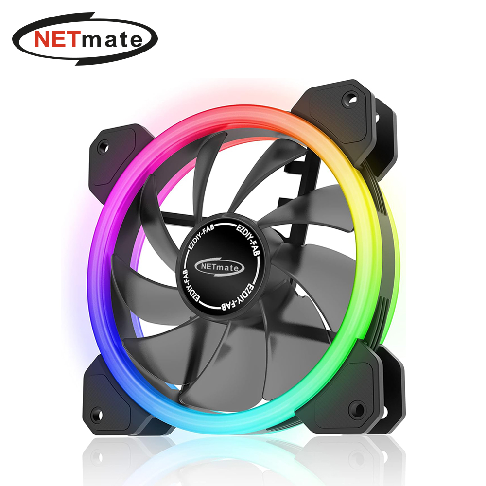 강원전자 넷메이트 Dual Ring ARGB 120mm 쿨링팬(블랙/단품) [EZDIY-FAB] NM-120256PRGB