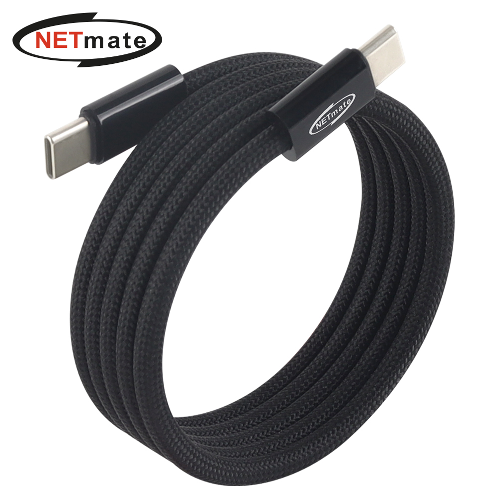 강원전자 넷메이트 USB2.0 마그네틱 C타입 60W 고속충전 케이블 1m (블랙) NM-UCC2601BM
