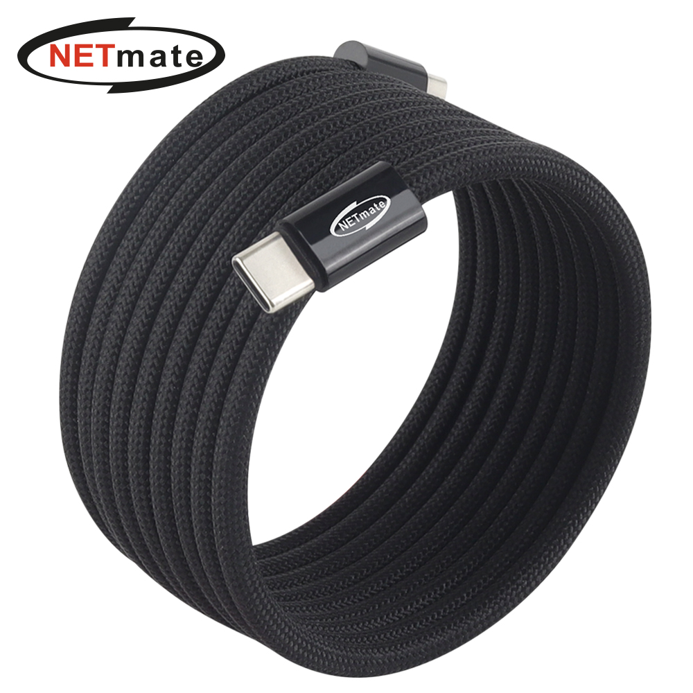 강원전자 넷메이트 USB2.0 마그네틱 C타입 60W 고속충전 케이블 2m (블랙) NM-UCC2602BM