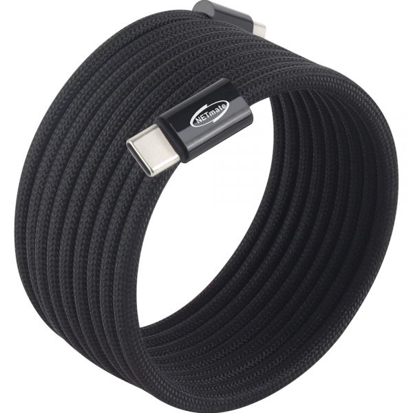 강원전자 넷메이트 USB2.0 마그네틱 C타입 60W 고속충전 케이블 2m (블랙) NM-UCC2602BM