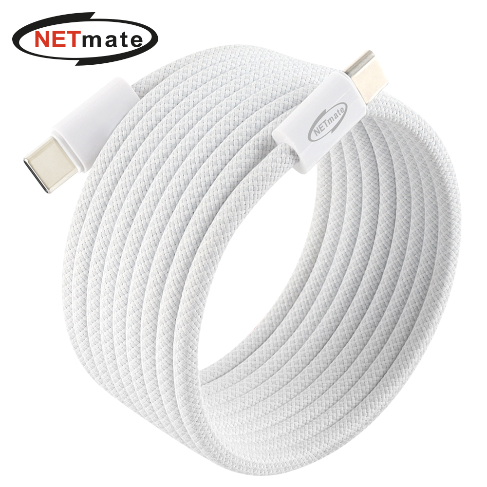 강원전자 넷메이트 USB2.0 마그네틱 C타입 60W 고속충전 케이블 2m (화이트) NM-UCC2602WM