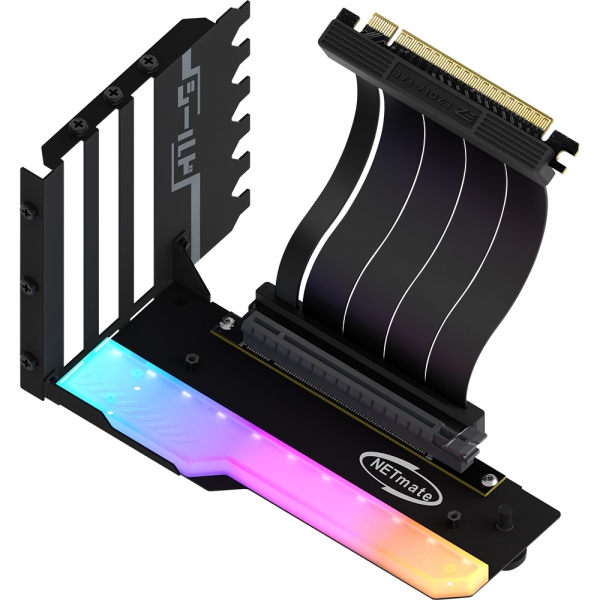 강원전자 넷메이트 PCI-E 4.0 라이저 케이블 ARGB 지지대 키트 (블랙) [EZDIY-FAB] NM-HPI3442
