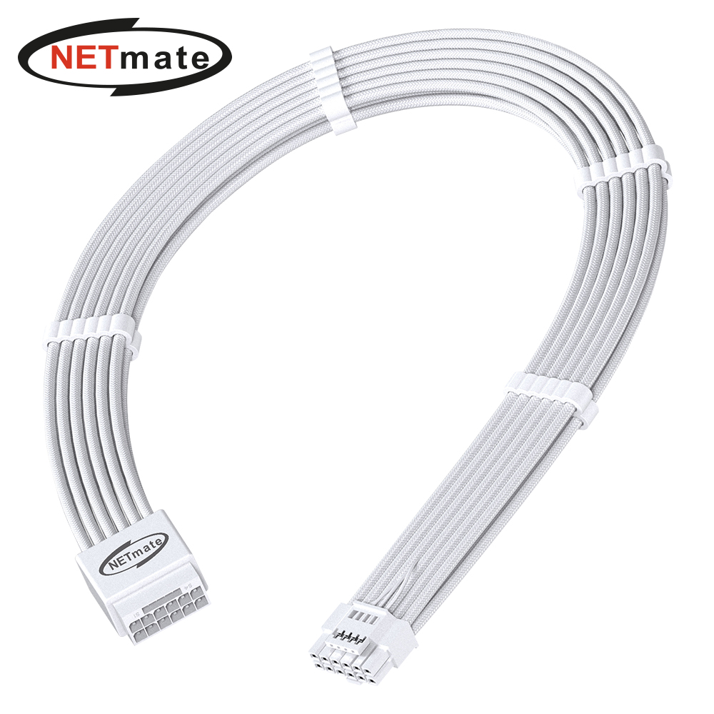 강원전자 넷메이트 PCI-E 5.0 12VHPWR 연장 슬리빙 케이블 세트 (올화이트) [EZDIY-FAB] NM-DPR1799