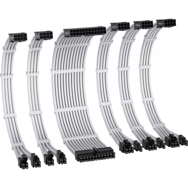 강원전자 넷메이트 PSU 연장 16AWG 슬리빙 케이블 세트 (화이트 6종) [EZDIY-FAB] NM-DPI228