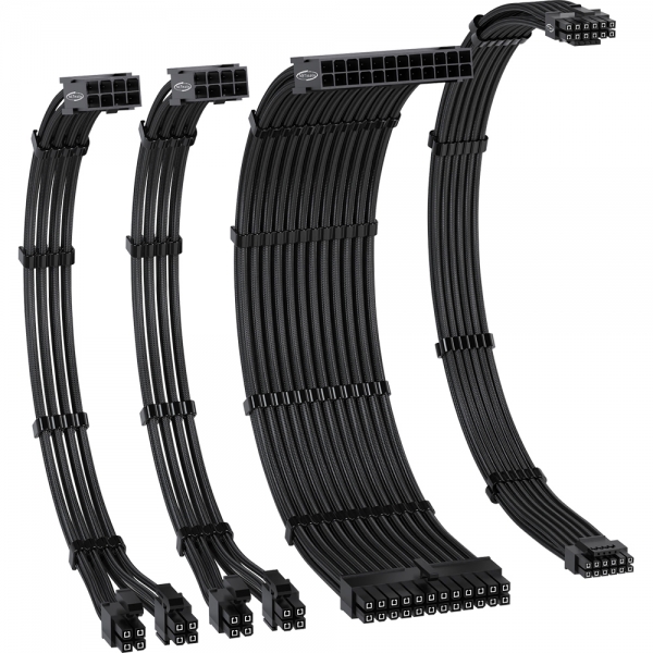 강원전자 넷메이트 PSU 연장 16AWG 슬리빙 케이블 세트 (블랙 4종) [EZDIY-FAB] NM-DPI213