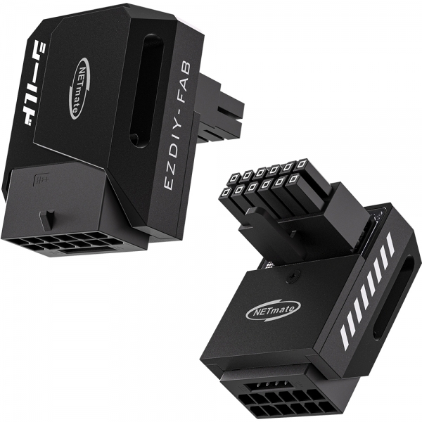 강원전자 넷메이트 600W 12V-2x6 변환 어댑터 (알루미늄 블랙/RVS 90도) [EZDIY-FAB] NM-DPI18930