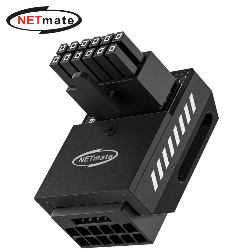 강원전자 넷메이트 600W 12V-2x6 변환 어댑터 (알루미늄 블랙/RVS 90도) [EZDIY-FAB] NM-DPI18930