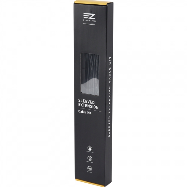 강원전자 넷메이트 PSU 연장 18AWG 슬리빙 케이블 세트 (카본/그레이 4종) [EZDIY-FAB] NM-DPI1249