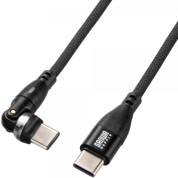 강원전자 산와서플라이 USB C타입 5A 100W 고속충전 회전 케이블 1m KU-CCP100KA10BK