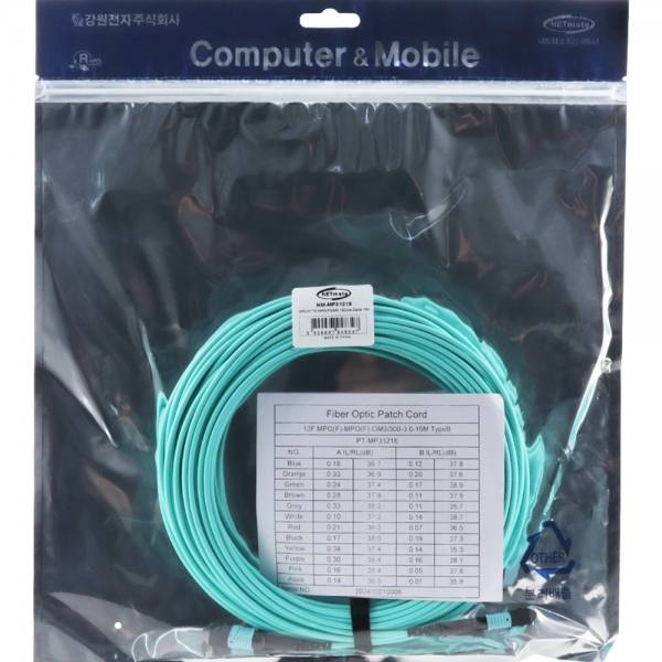 강원전자 넷메이트 OM3 12C MPO 광점퍼코드 10m NM-MP31210