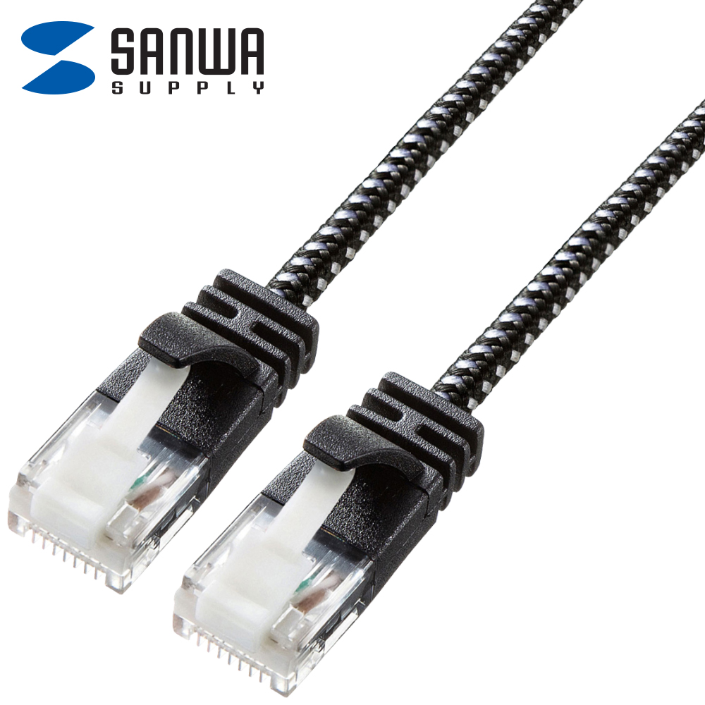 강원전자 산와서플라이 CAT.6A UTP 슬림 랜 케이블 10m (블랙&화이트) KB-T6AME-10BKW