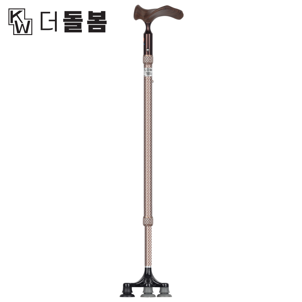 강원전자 더돌봄 프리미엄 6발 자립형 양손 지팡이(브라운) DB-CRTBRC01