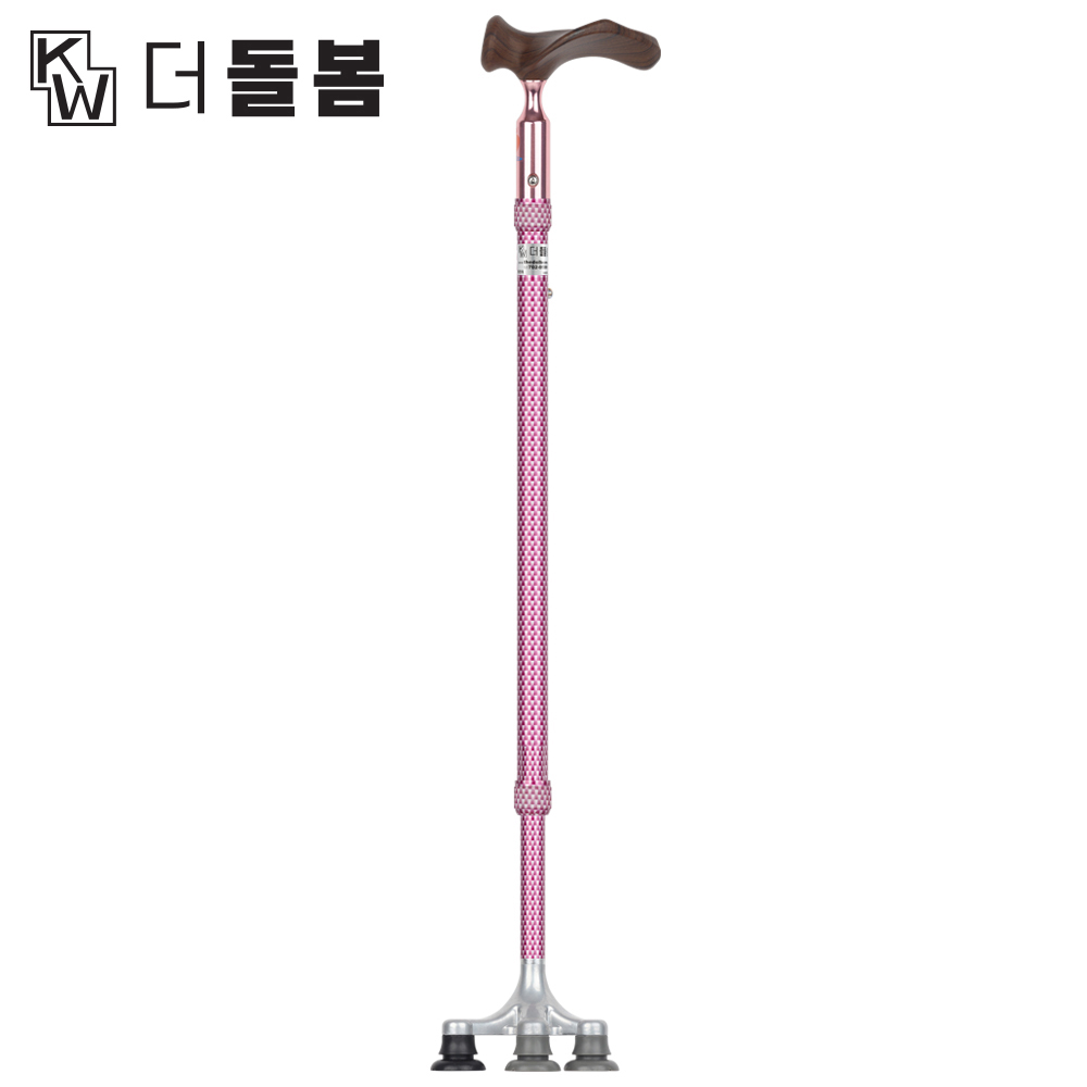 강원전자 더돌봄 프리미엄 6발 자립형 양손 지팡이(핑크) DB-CRTPC02