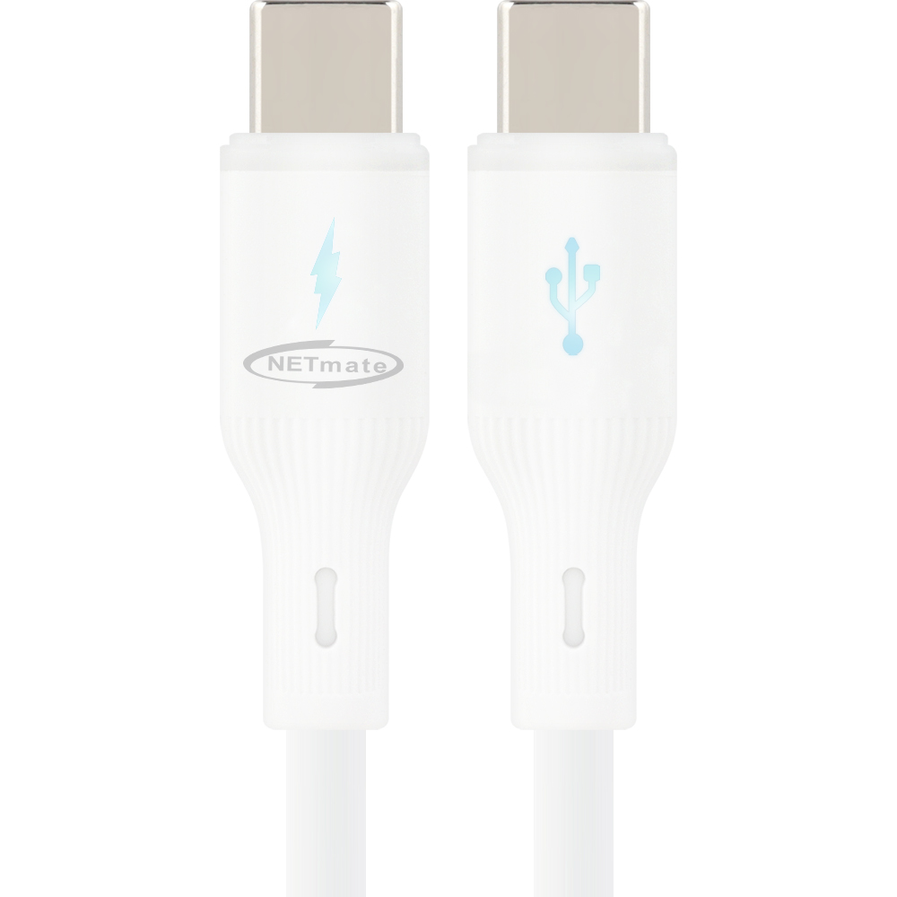 강원전자 넷메이트 USB2.0 C타입 실리콘 LED 케이블 2m (화이트) NM-UCC220LW