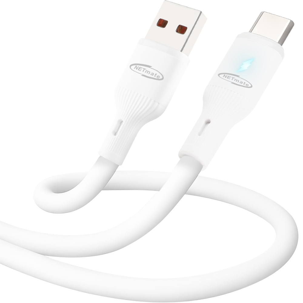 강원전자 넷메이트 USB2.0 AM-CM 실리콘 LED 케이블 1m (화이트) NM-UCA210LW