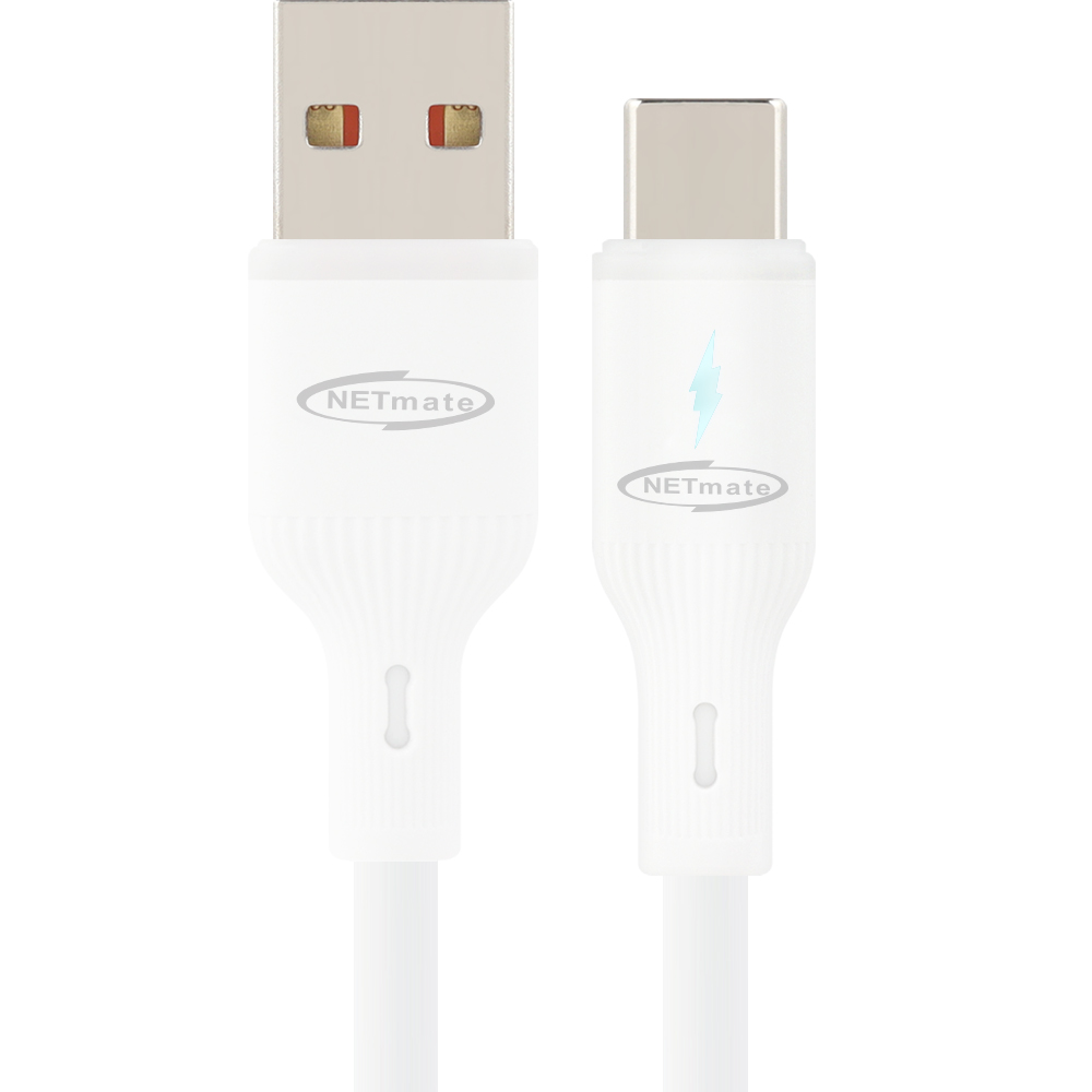 강원전자 넷메이트 USB2.0 AM-CM 실리콘 LED 케이블 1m (화이트) NM-UCA210LW
