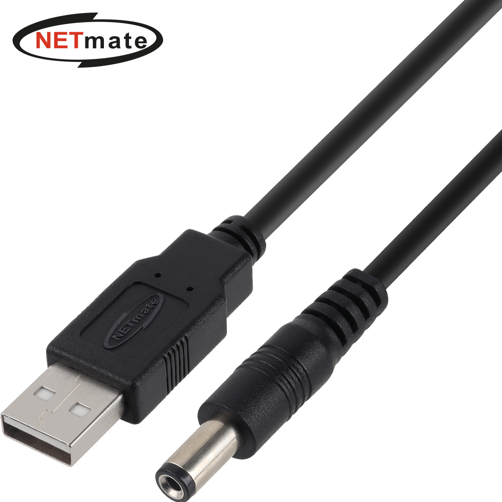 강원전자 넷메이트 USB 전원 케이블 1m (5.5x2.1mm/0.5W/블랙) NMC-UP2110P5B
