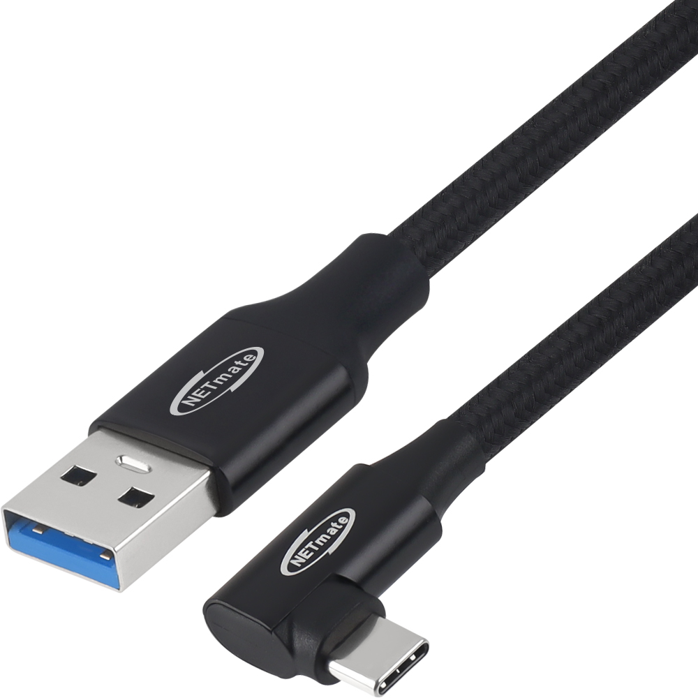 강원전자 넷메이트 USB3.2 Gen2 AM-CM 꺾임 케이블 0.5m (블랙) NM-UAC3005BA