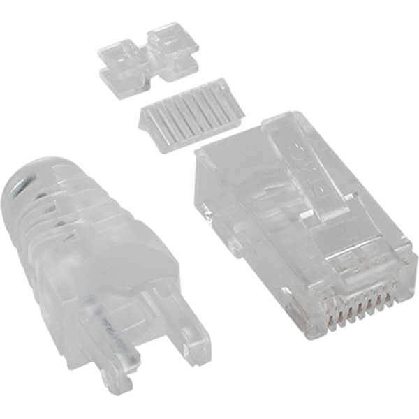 강원전자 플러그마스터 UTP CAT.6 RJ-45 8P8C 플러그&부트 - Three Prongs 핀 P8-0393(100개)