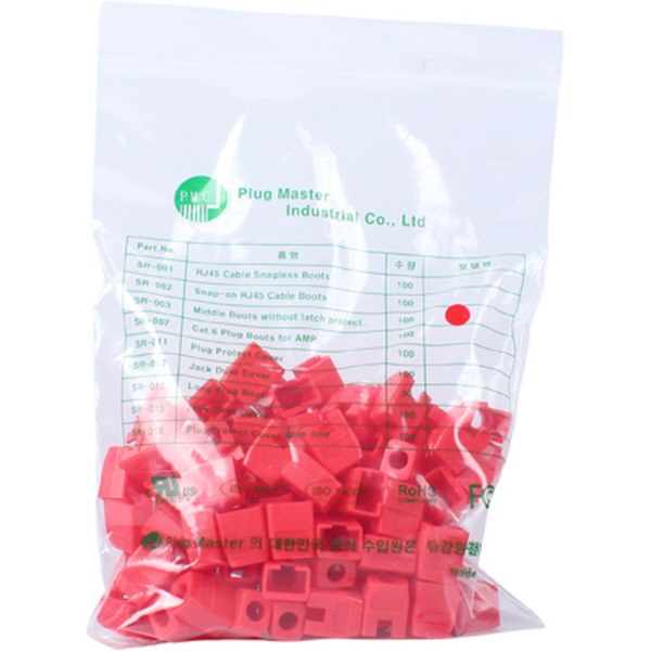 강원전자 플러그마스터 RJ-45 각부트(6mm/레드) NM-SR003R(낱개)