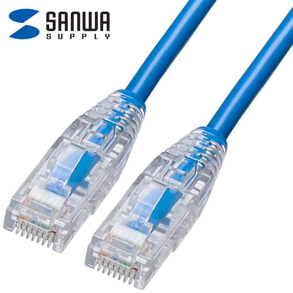 강원전자 산와서플라이 CAT.6A UTP Slim 랜 케이블 5m (블루) KB-SL6AYS-05BL