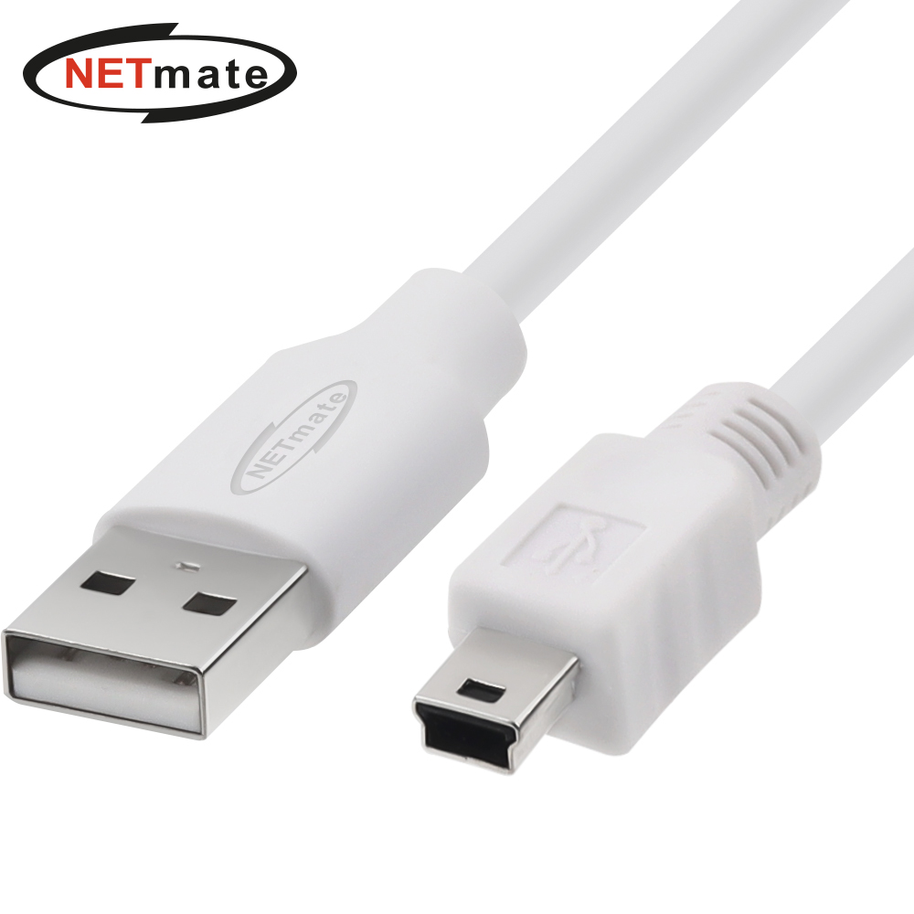 강원전자 넷메이트 USB2.0 AM-Mini 5핀 케이블 1.8m (화이트) NM-TUM218
