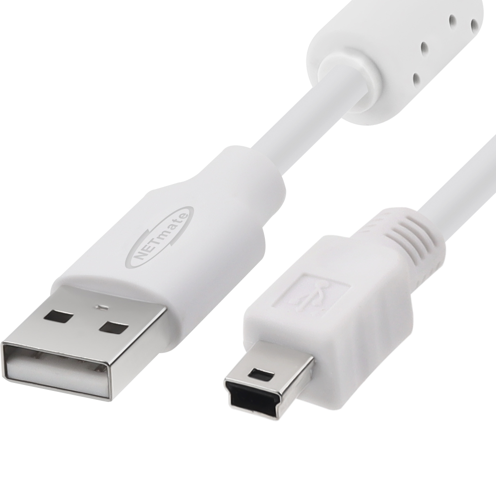 강원전자 넷메이트 USB2.0 AM-Mini 5핀 케이블 10m (화이트/24AWG/노이즈필터) NM-TUM2100