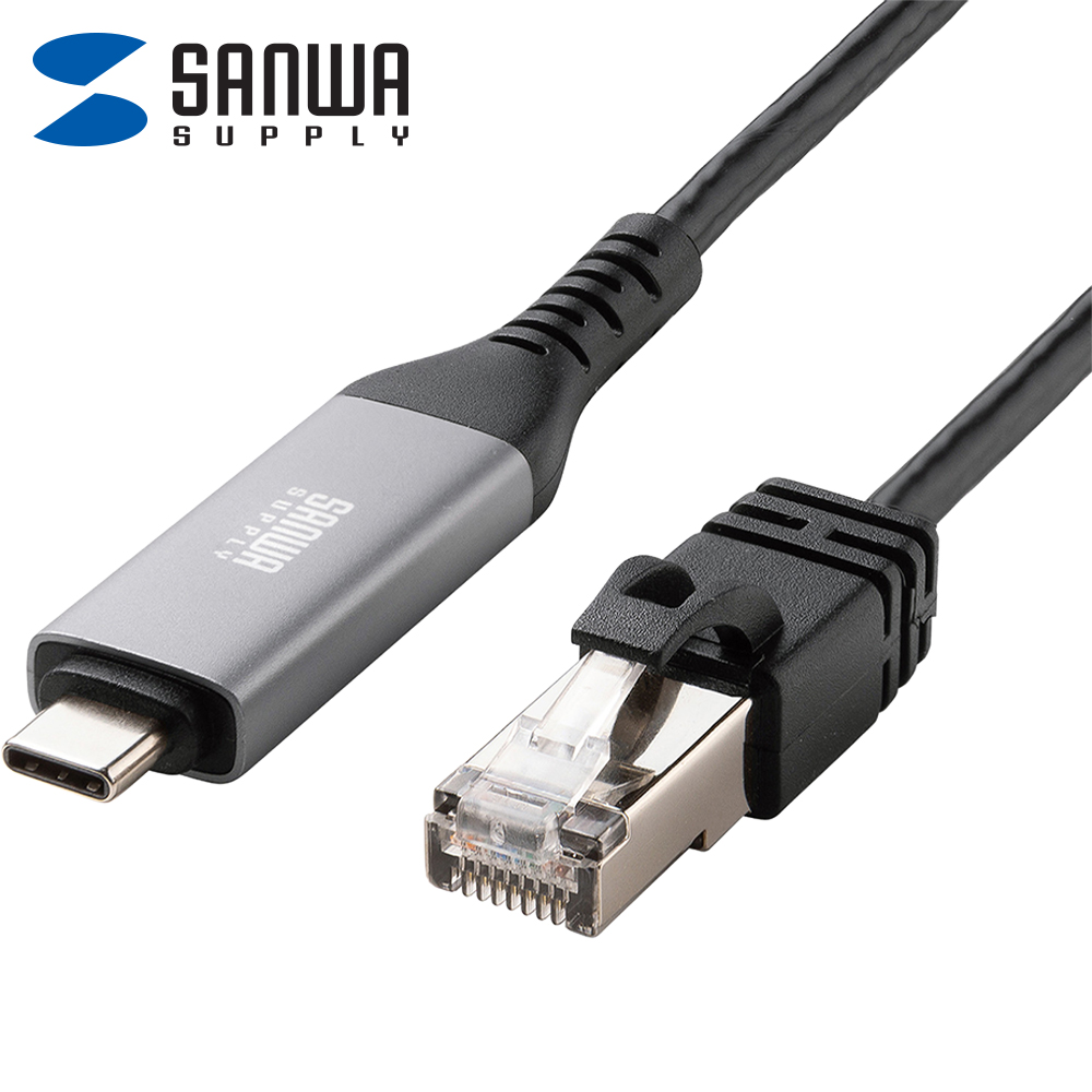 강원전자 산와서플라이 랜케이블 일체형 USB Type C 기가비트 랜카드 (3m) KB-SL6CLAN03BK