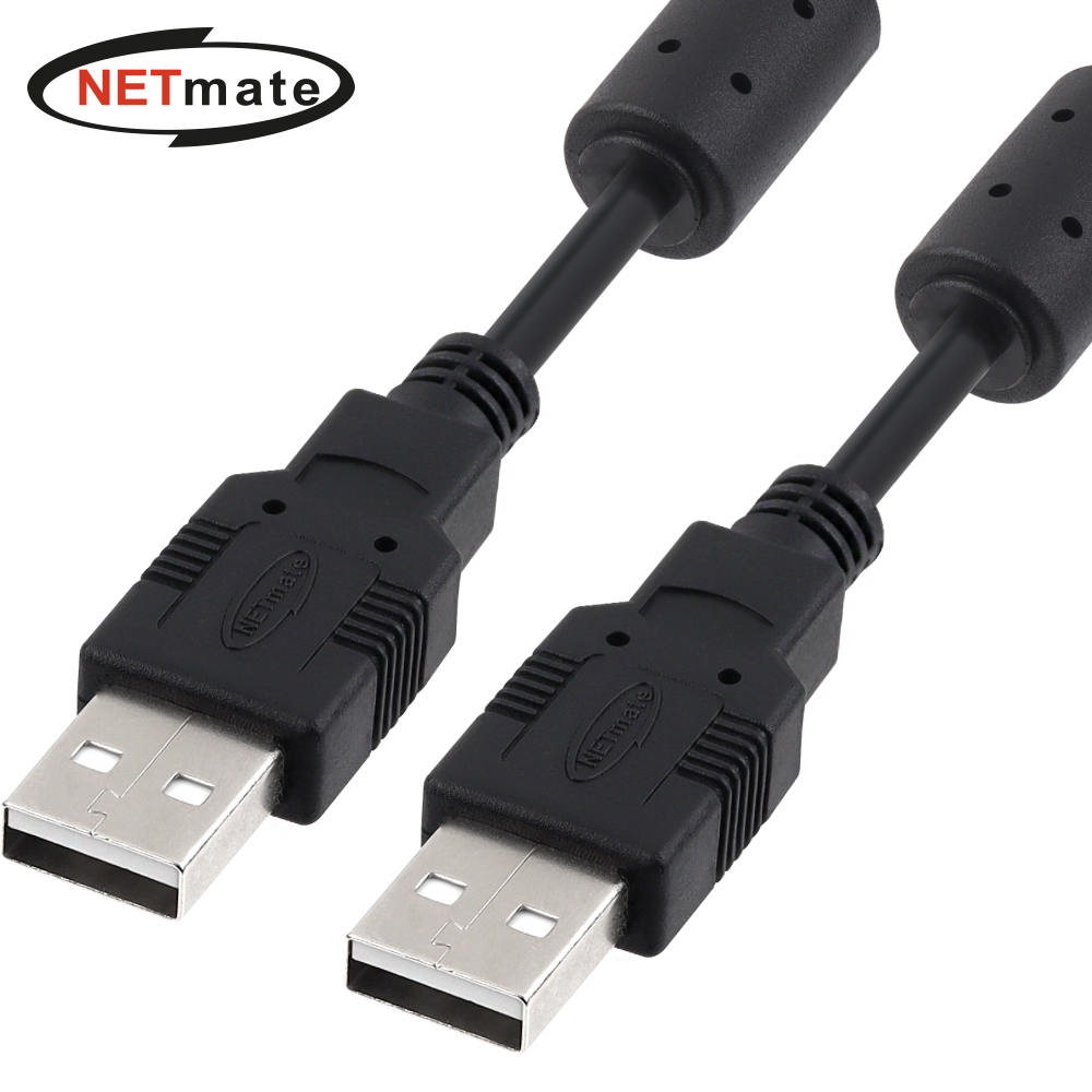 강원전자 넷메이트 USB2.0 AM-AM 케이블 0.5m (블랙/노이즈필터) NMC-UA205C