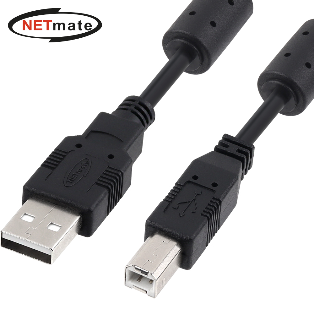 강원전자 넷메이트 USB2.0 AM-BM 케이블 1m (블랙/노이즈필터) NMC-UB210C