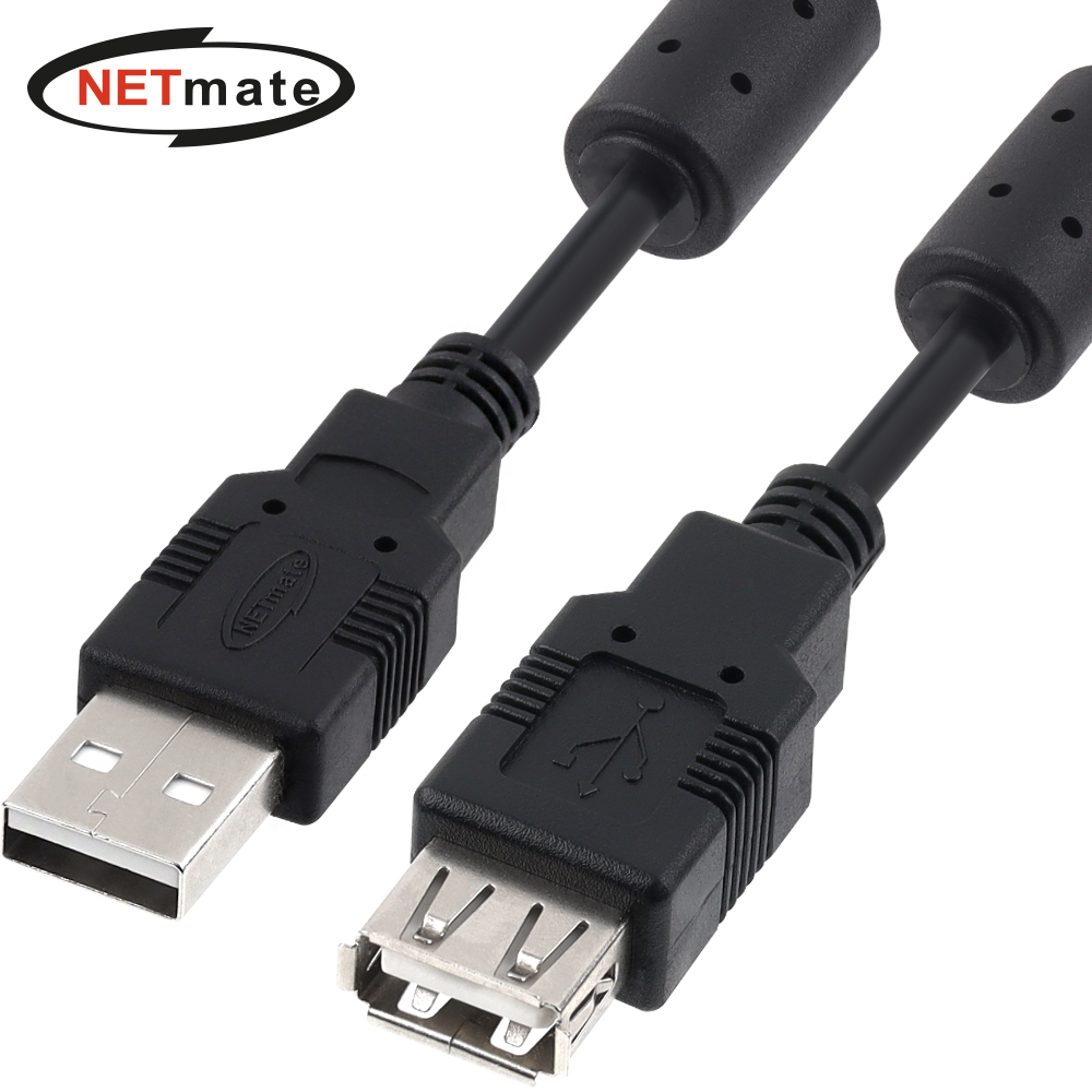 강원전자 넷메이트 USB2.0 연장 AM-AF 케이블 0.5m (블랙/노이즈필터) NMC-UF205C