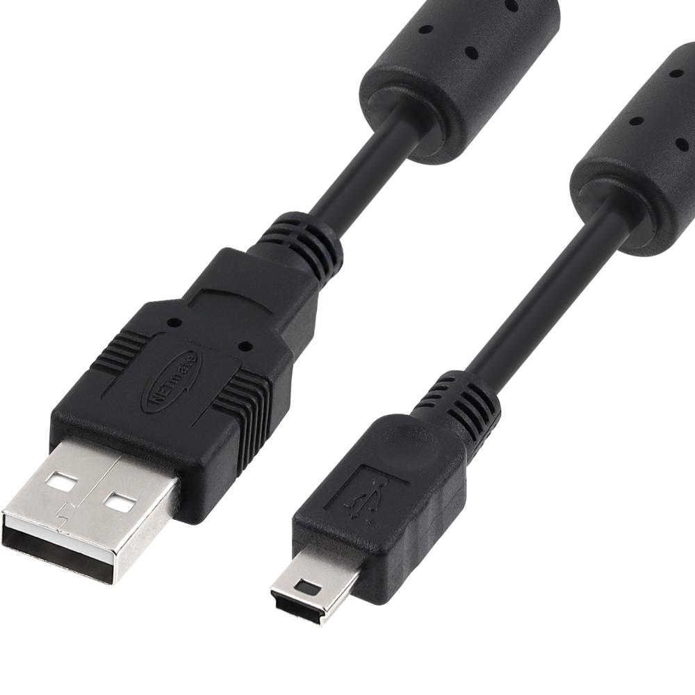 강원전자 넷메이트 USB2.0 AM-Mini 5핀 케이블 0.5m (블랙/노이즈필터) NMC-UM205C