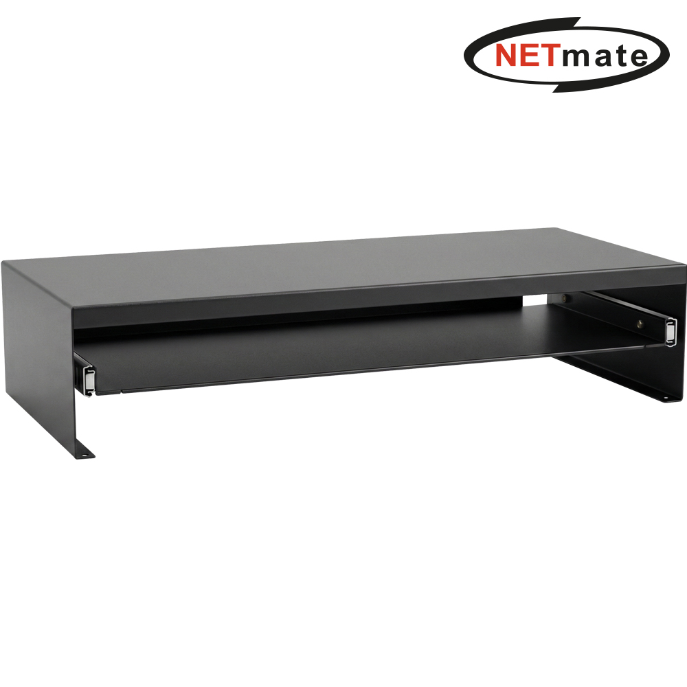 강원전자 넷메이트 다용도 2단 슬라이딩 메탈 받침대, 560x260x125mm 블랙 NM-AM560SB