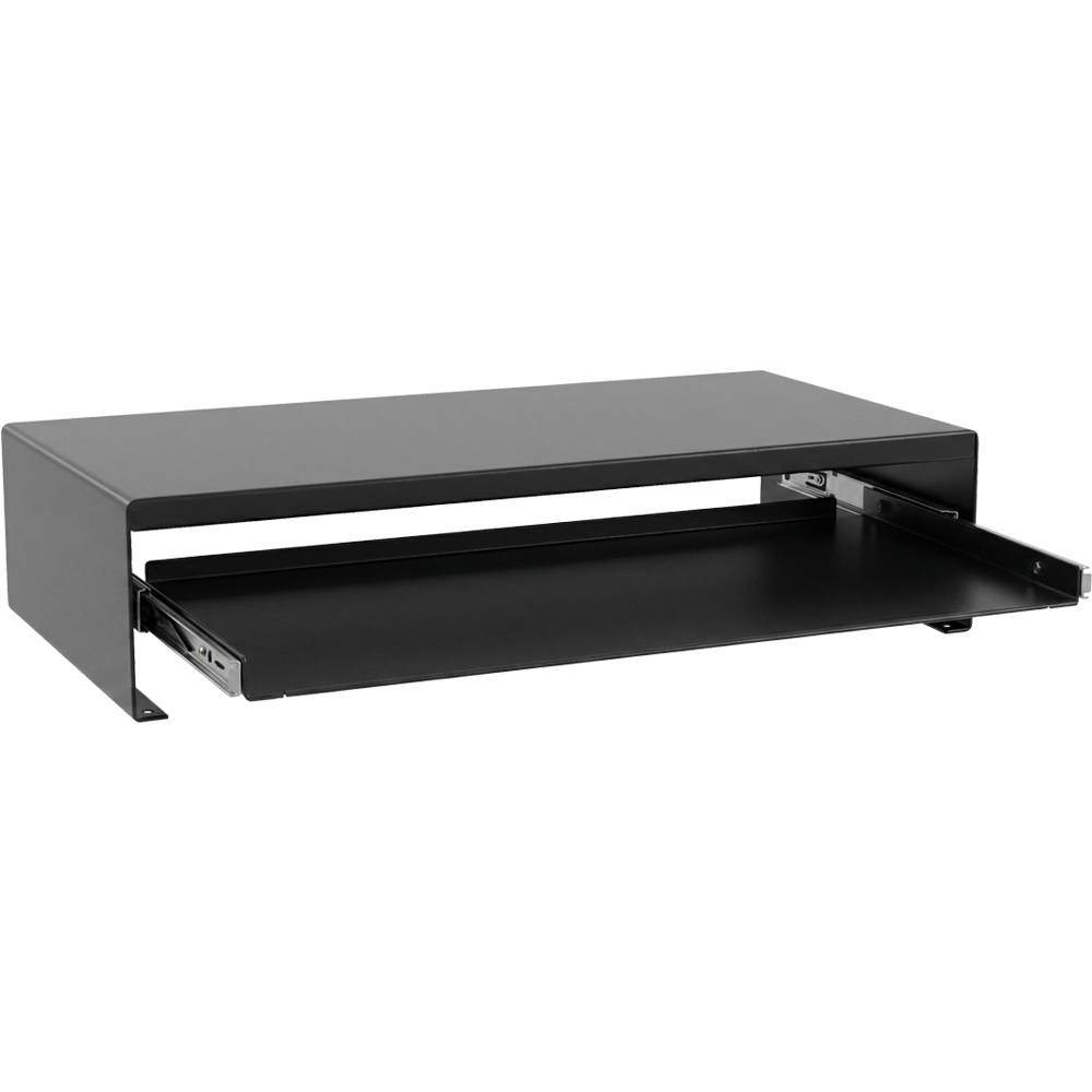 강원전자 넷메이트 다용도 2단 슬라이딩 메탈 받침대, 560x260x125mm 블랙 NM-AM560SB