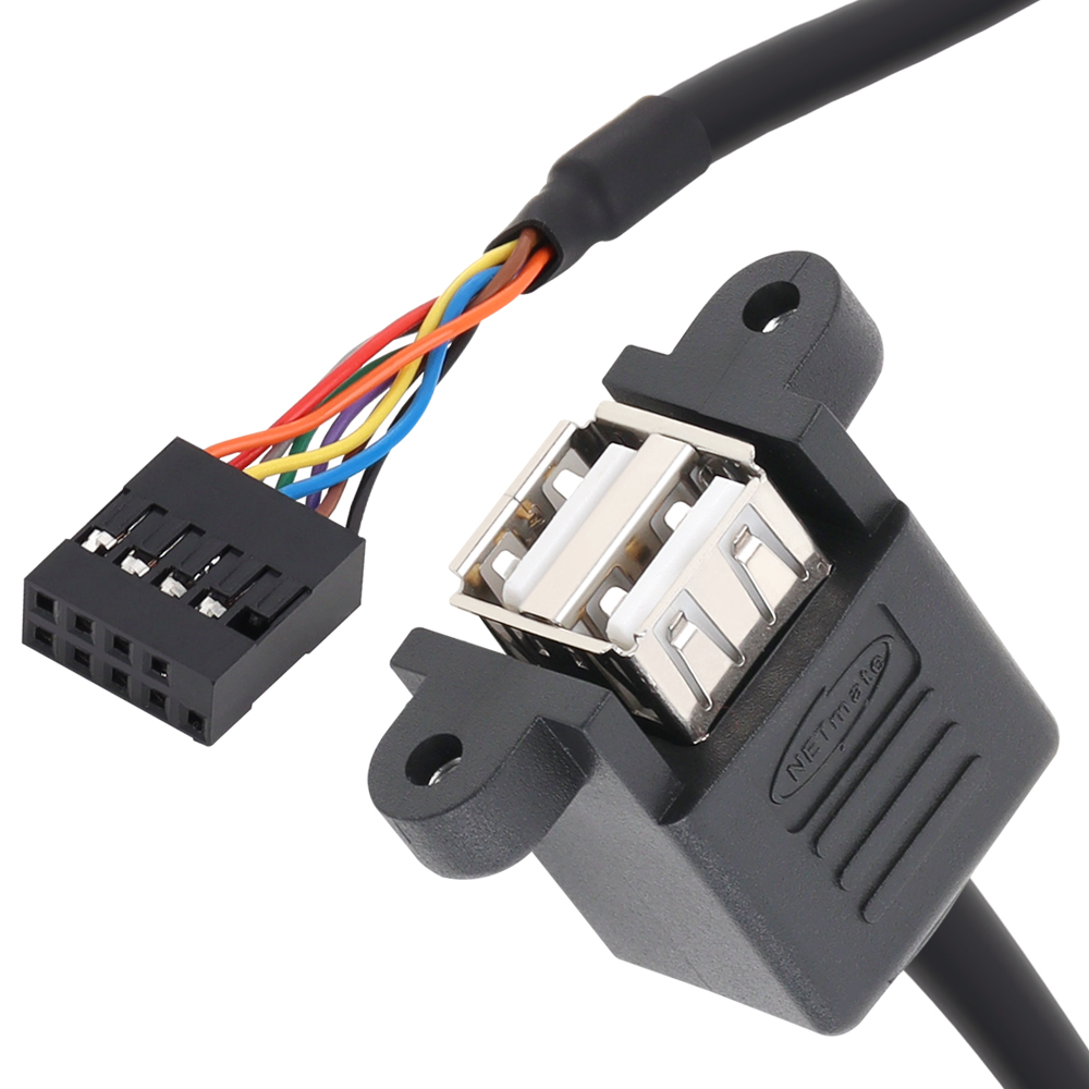강원전자 넷메이트 USB2.0 2포트 메인보드 연결 판넬형 케이블 1m NM-UBC10N