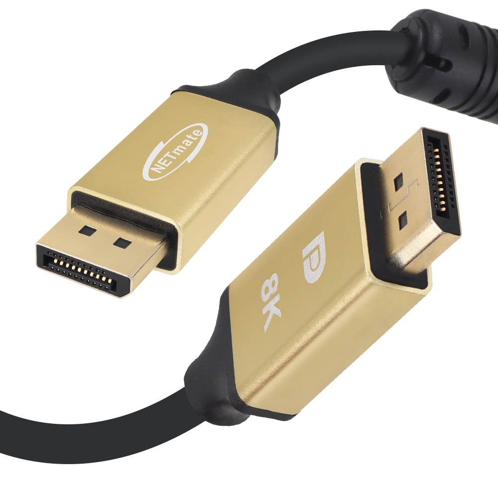 강원전자 넷메이트 VESA 공식 인증 DisplayPort 2.1 DP54 Gold Metal 케이블 0.5m NM-DPM005G