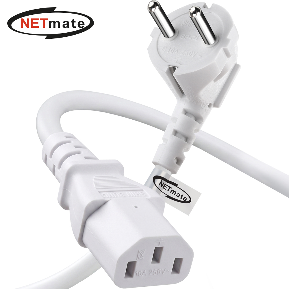 강원전자 넷메이트 3구 AC 파워코드 전원케이블 15m, 꺾임형 화이트 NMP-SPC150W