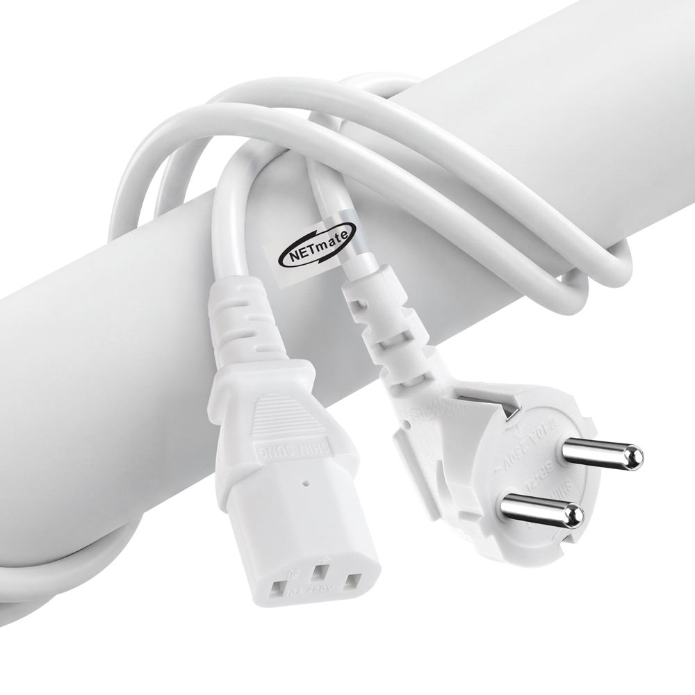 강원전자 넷메이트 3구 AC 파워코드 전원케이블 15m, 꺾임형 화이트 NMP-SPC150W