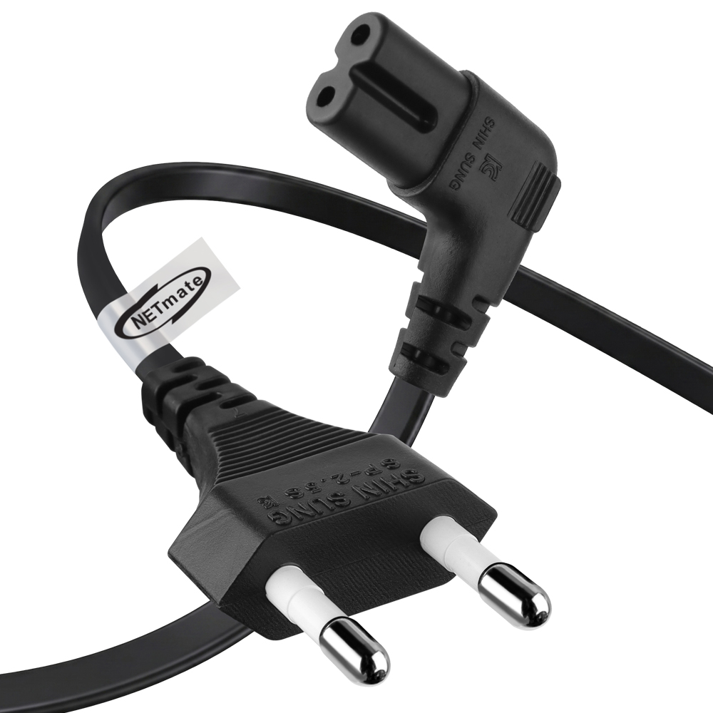 강원전자 넷메이트 2구 8자 AC 파워코드 전원케이블 0.6m, 꺾임형 블랙 NMP-KPC806BA
