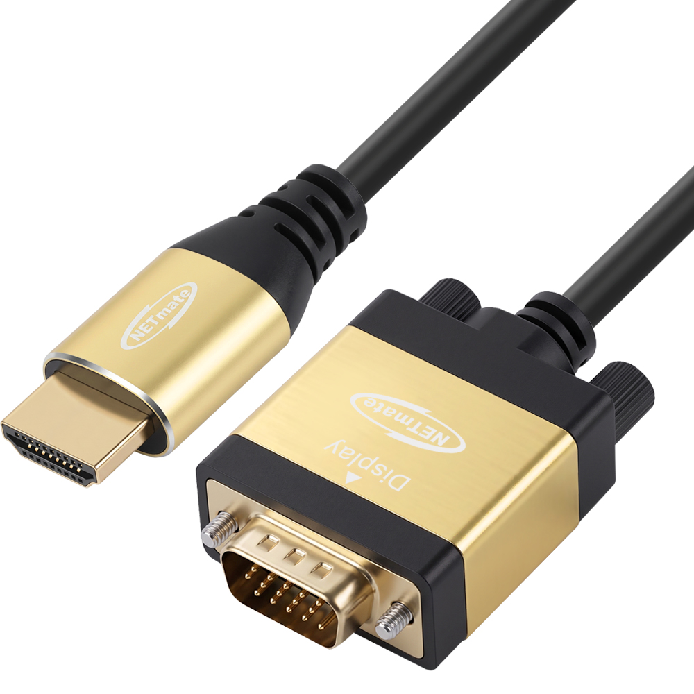 강원전자 넷메이트 HDMI to VGA(RGB) Gold Metal 케이블 10m NM-HVM100