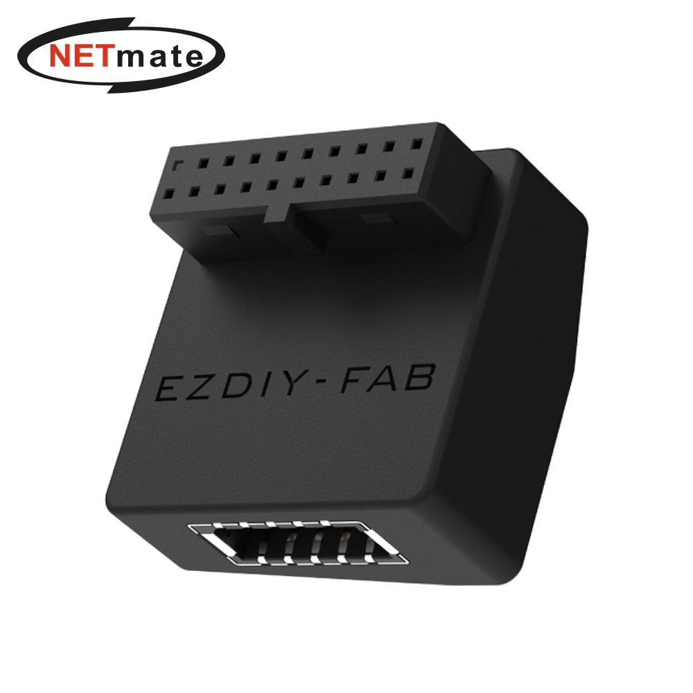 강원전자 넷메이트 USB3.0 20핀 헤더 Type E 변환 어댑터, 블랙 RVS [EZDIY-FAB] NM-DPC2671