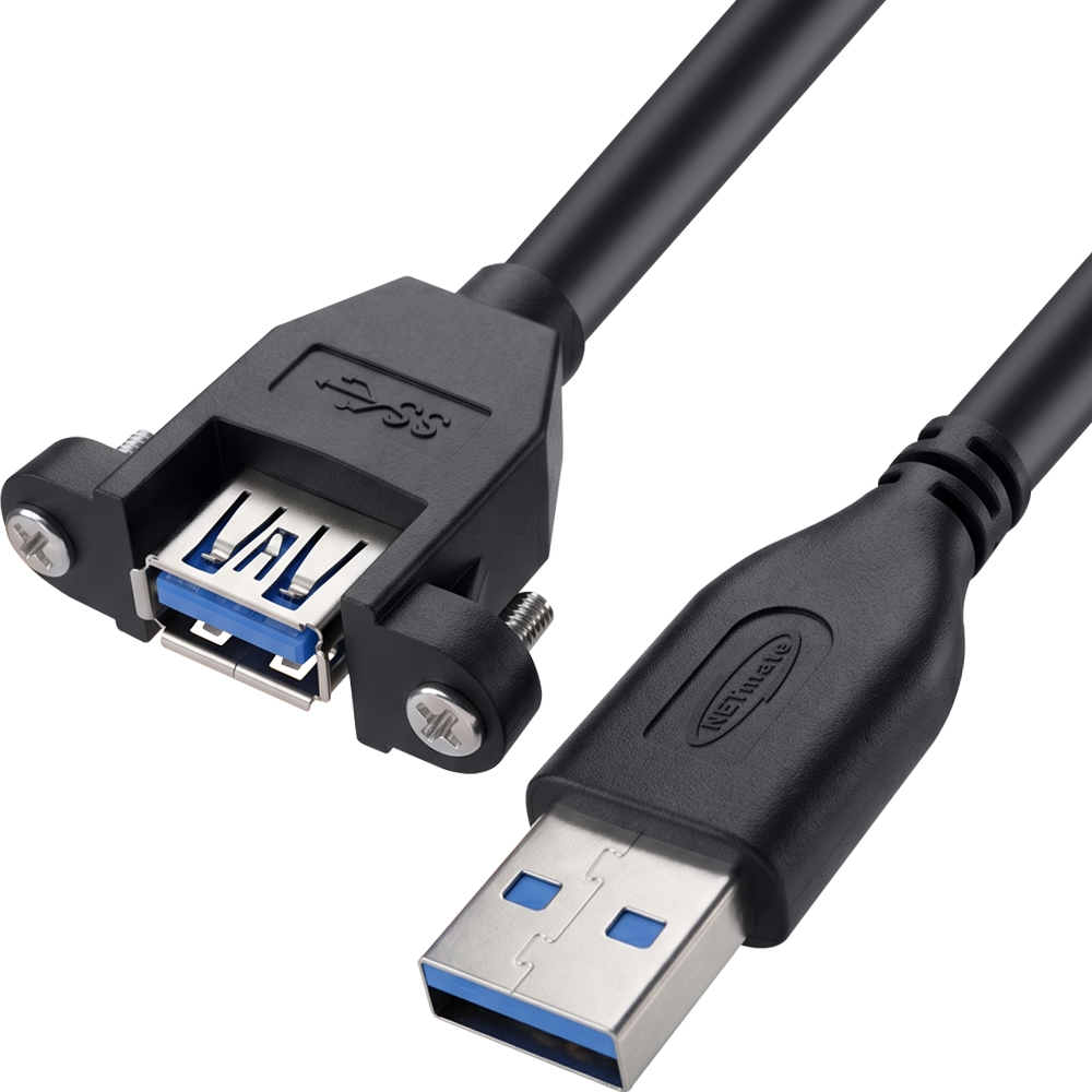 강원전자 넷메이트 USB3.0 연장 AM-AF 판넬형 케이블 1.5m, 블랙 NMC-UF315SB
