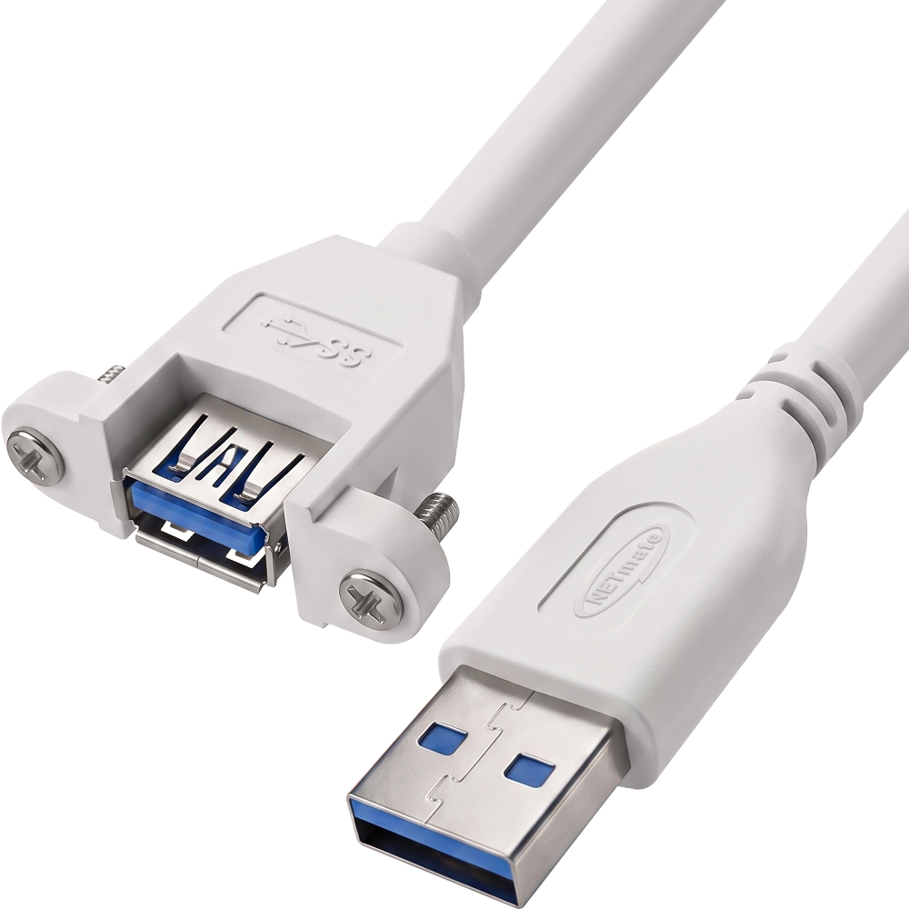 강원전자 넷메이트 USB3.0 연장 AM-AF 판넬형 케이블 3m, 화이트 NMC-UF330SW