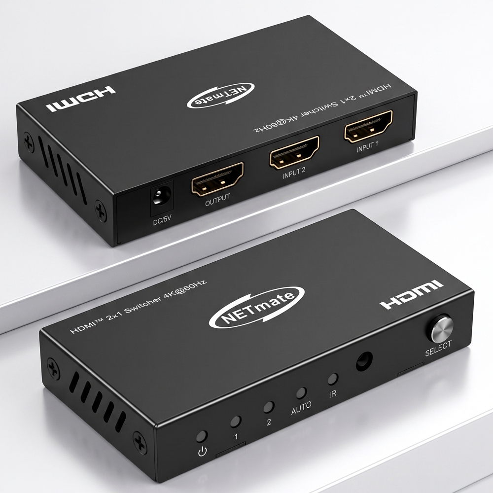 강원전자 넷메이트 4K 60Hz HDMI 2:1 선택기, 리모컨 NM-HRP4602