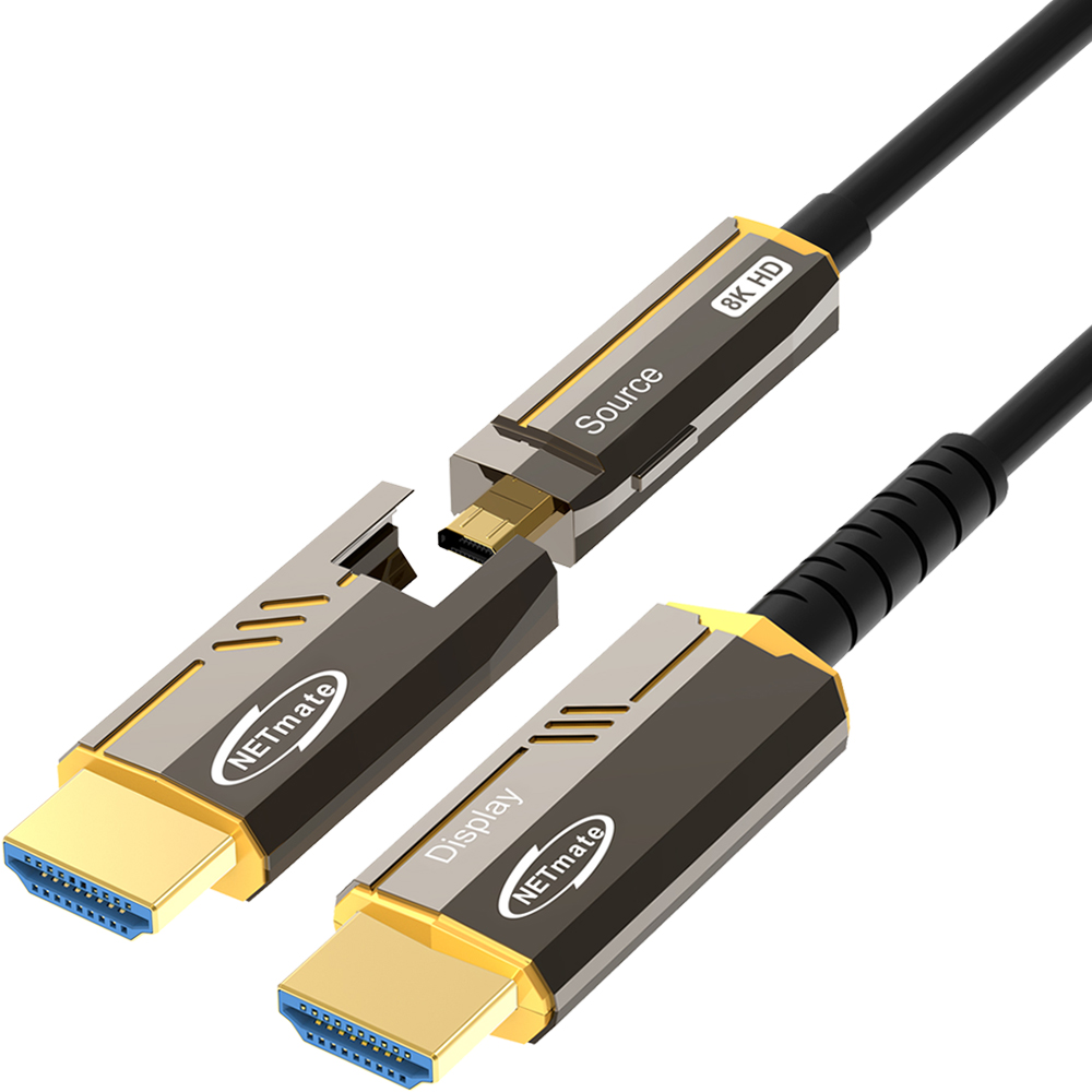강원전자 넷메이트 HDMI2.1 Hybrid AOC 배관용 케이블 50m (골드) NM-HAP50DG