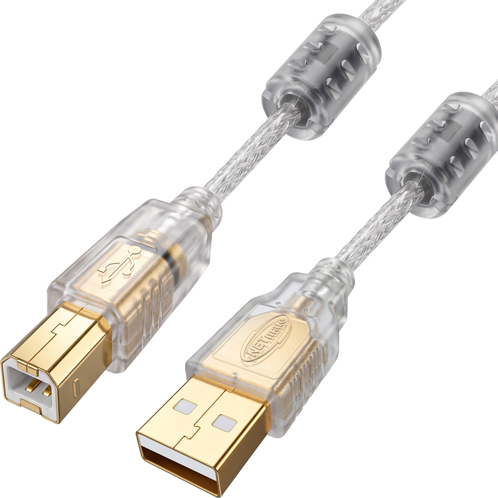 강원전자 넷메이트 프리미엄 USB2.0 AM-BM 투명 케이블 0.5m NM-PUB205S