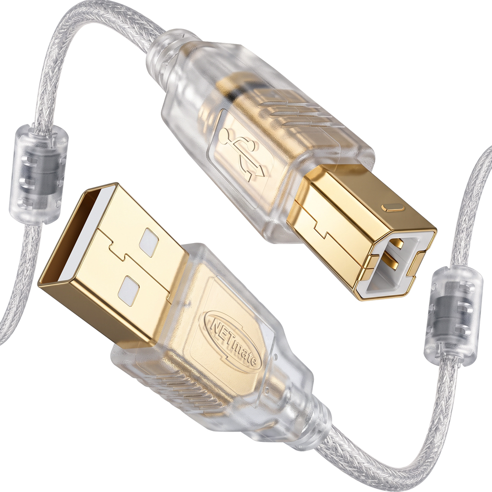 강원전자 넷메이트 프리미엄 USB2.0 AM-BM 투명 케이블 1.5m NM-PUB215S