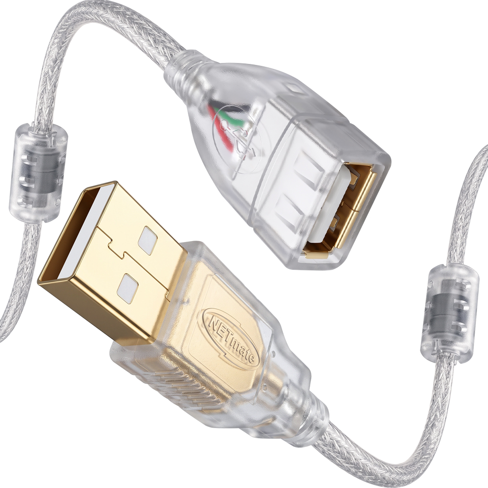 강원전자 넷메이트 프리미엄 USB2.0 연장 AM-AF 투명 케이블 1.5m NM-PUF215S