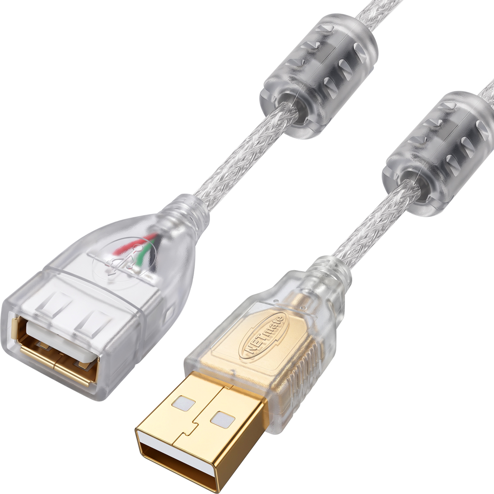강원전자 넷메이트 프리미엄 USB2.0 연장 AM-AF 투명 케이블 2m NM-PUF220S